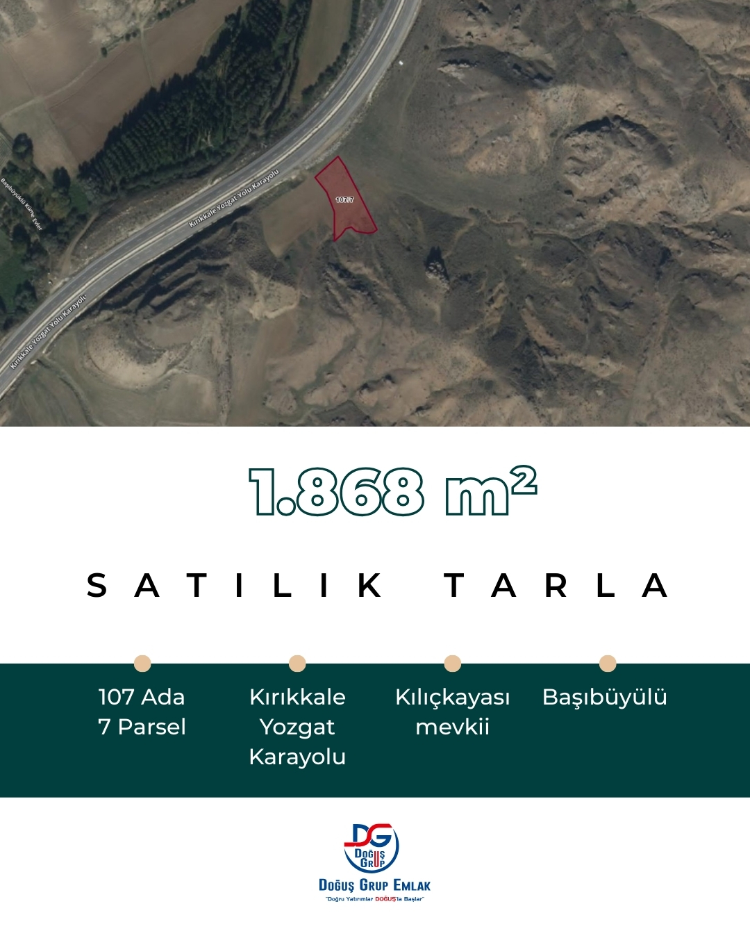 BAŞIBÜYÜKLÜ MEVKİNDE 1.868 M² SATILIK TARLA