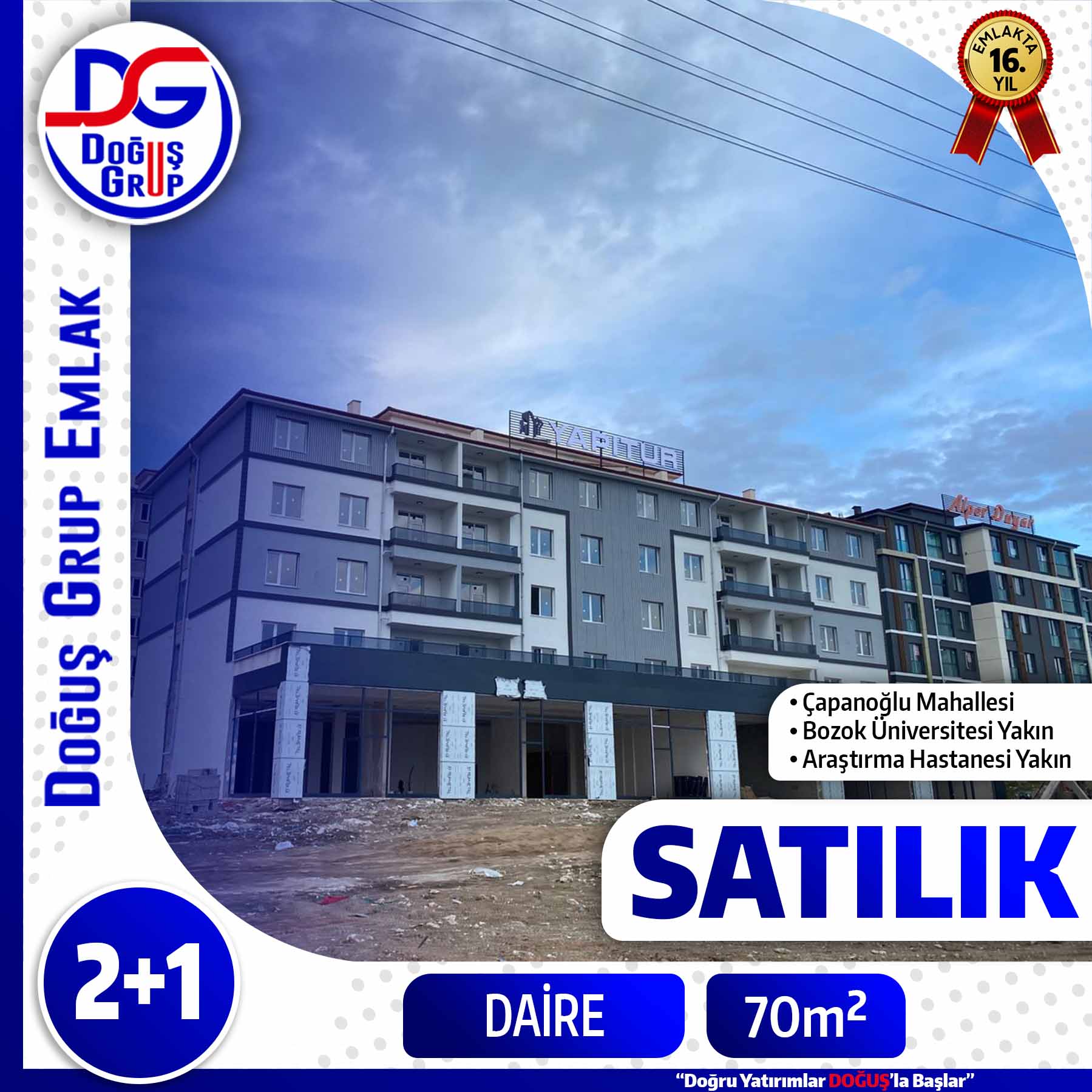ÜNİVERSİTE YOLUNDA YAPITUR DA SATILIK 2+1 DAİRE